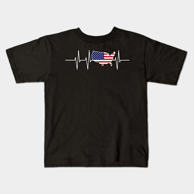 Veteran Heartbeat USA - Pride 4th July Gift Kids T-Shirt by biNutz